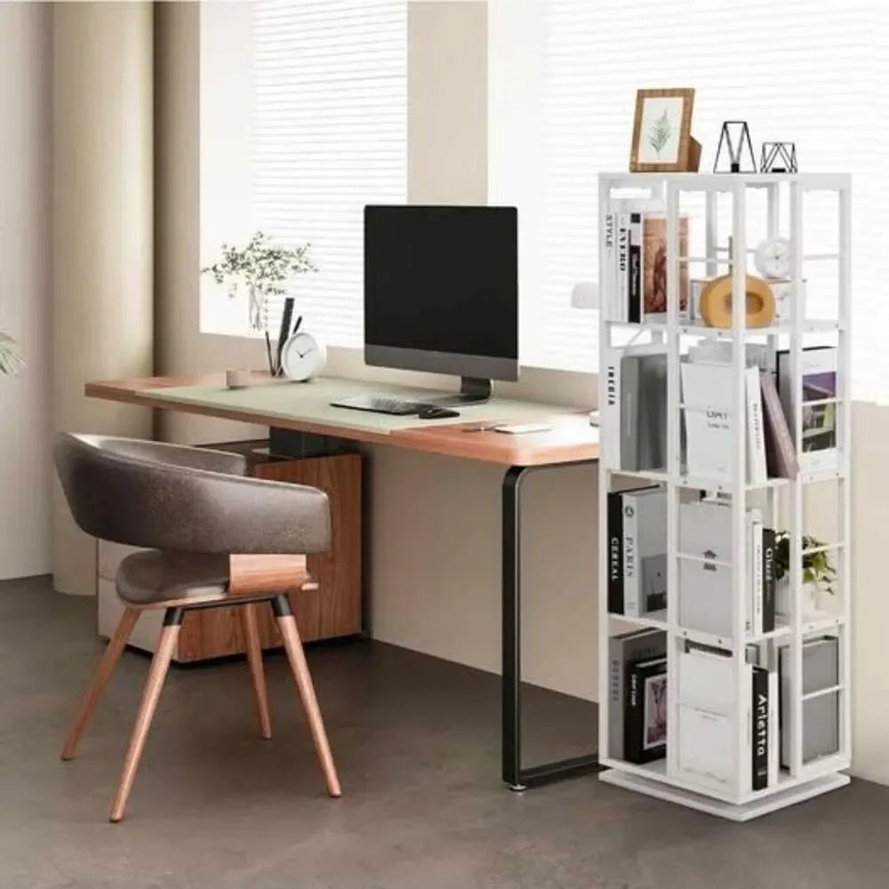 Rotating Bookshelf, 4-Tier 360 Revolving Bookcase Spinning Bookshelf